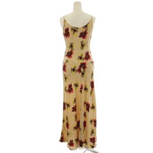 JOSEPH ワンピース 絹 シルク S 赤 レッド 黄色 イエロー ベージュ 花柄 ノースリーブ カウルネック /LP
