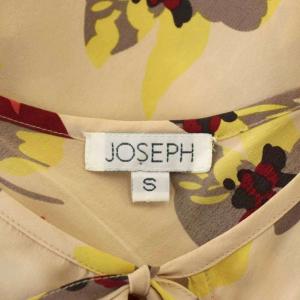 JOSEPH ワンピース 絹 シルク S 赤 レッド 黄色 イエロー ベージュ 花柄 ノースリーブ カウルネック /LP