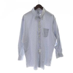 ボタンダウンシャツ タグ付き 長袖 ストライプ 青 ブルー 白 ホワイト GY60 /MQ