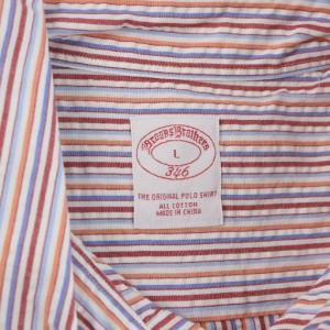 Brooks Brothers ボタンダウンシャツ 半袖 ロゴ ストライプ L マルチカラー GY60 /MQ