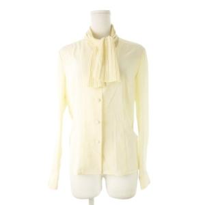 ブラウス 9 白 アイボリー 長袖 プリーツボウタイ 無地 /CK21 GY60