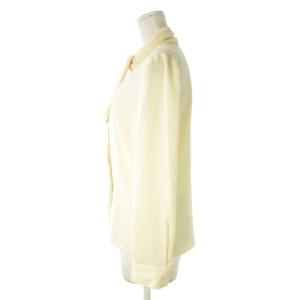 Aquascutum ブラウス 9 白 アイボリー 長袖 プリーツボウタイ 無地 /CK21 GY60