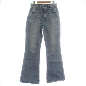 MVS FLARE デニムパンツ ジーンズ フレア 裾ダメージ加工 ジップフライ 27 青 ブルー /XZ