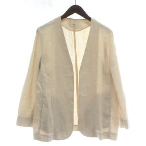 ノーカラージャケット 麻 リネン 前開き 38 アイボリー /XZ GY60