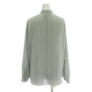 UNITED ARROWS シャツ ブラウス 長袖 ボウタイ 総柄 38 水色 ライトブルー グレー /XZ GY60