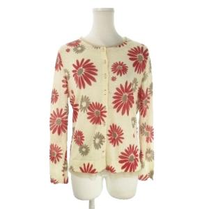 COLLECTION カーディガン 40 ベージュ 花柄 チュール シアー クルーネック 長袖 /AO26