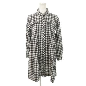 シャツワンピース 黒 ブラック 白 ホワイト ギンガムチェック柄 シャツカラー 長袖 /MN17 GY60