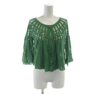 カーディガン 五分袖 メッシュ ノーカラー 40 緑 グリーン /KW GY60