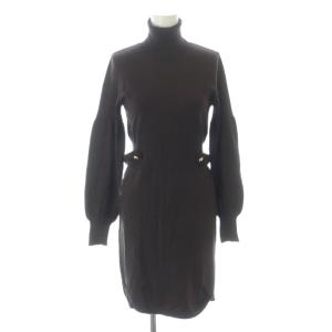 ニット ワンピース ひざ丈 タートルネック 長袖 4 茶 ブラウン /KW GY60