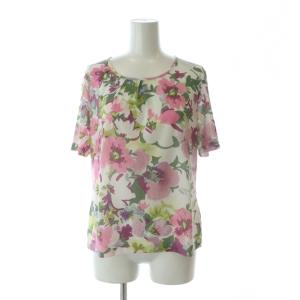 ブラウス カットソー 半袖 シアー 総柄 40 L ピンク /KW GY60