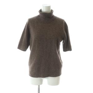 ニット セーター 半袖 タートルネック ウール 38 茶 ブラウン /KW GY60