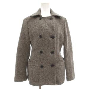 ツイード コート ジャケット ウール L グレー ダブルブレスト 長袖 /RG GY60
