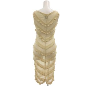 SYBILLA ワンピース M ベージュ 膝丈 ノースリーブ Vネック フリル /RG GY60