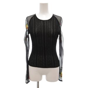 カットソー  シースルー シルク S ブラック