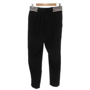 BORDERS at BALCONY 美品 パンツ スラックス センタープレス ボーダー柄 38 黒 ブラック /NL GY60