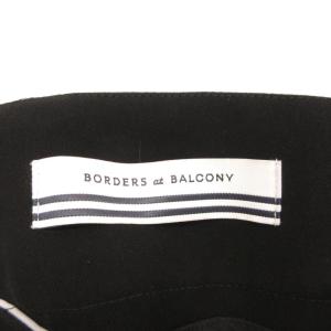 BORDERS at BALCONY 美品 パンツ スラックス センタープレス ボーダー柄 38 黒 ブラック /NL GY60