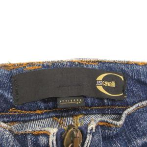 JUST cavalli デニムスカート フリル スリット ひざ丈 タイト 38 インディゴブルー /NL GY60