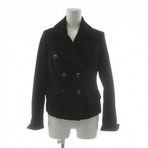 ピーコート ウール S 黒 ブラック 長袖 ダブルブレスト テーラードカラー /PP GY60