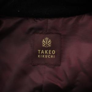TAKEO KIKUCHI コート ウール 2 黒 ブラック 無地 ベルト付き 長袖 /PP GY60