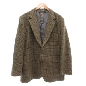 テーラードジャケット 総裏地 シングル チェック柄 総柄 カーキ /AE GY60