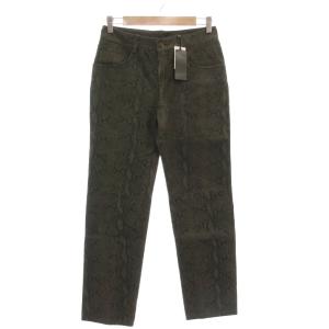 タグ付き パンツ スラックス W29 レザー 本革 総柄 カーキ /AE GY60