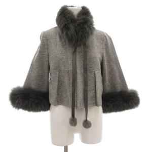 ジャケット ショート丈 フォックスファー ラビットファー グレー /GV GY60