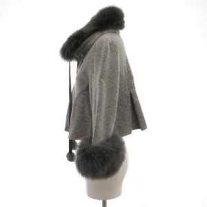 TO BE CHIC ジャケット ショート丈 フォックスファー ラビットファー グレー /GV GY60