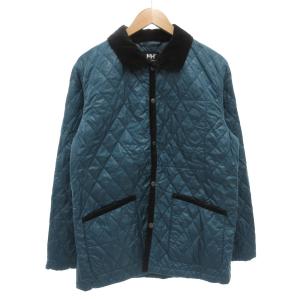 キルティングジャケット 中綿 コーデュロイ切替 ナイロン L 青 ブルー 黒 ブラック /GV GY60