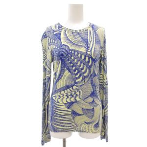 カットソー 総柄 ブルー イエロー