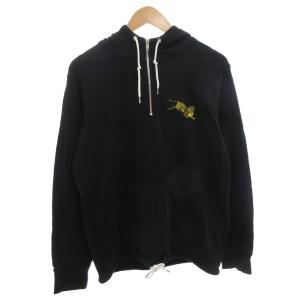 パーカー ハーフジップ プルオーバー L 黒 ブラック タイガー刺繍 /FF GY60