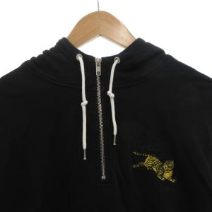 KENZO パーカー ハーフジップ プルオーバー L 黒 ブラック タイガー刺繍 /FF GY60