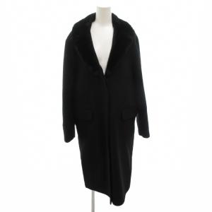 チェスターコート アンゴラ混 ウール S 黒 ブラック ロング /FF GY60