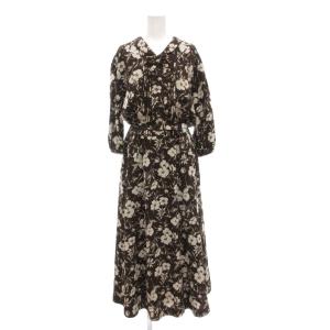 美品 ワンピース マキシ ロング 7分袖 花柄 総柄 茶 ブラウン /AE GY60