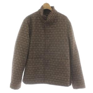 ジャケット 3 ブラウン 茶色 ブロック柄 スタンドカラー 長袖 /PP GY58