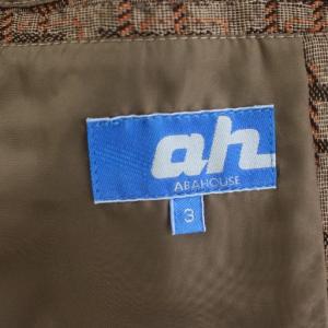 ABAHOUSE ジャケット 3 ブラウン 茶色 ブロック柄 スタンドカラー 長袖 /PP GY58