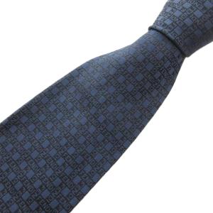 ネクタイ カジュアル 絹 シルク チェック ロゴ柄 紺 ネイビー /GV GY59