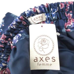 axes femme タグ付き バックティアードスカート  M 青 ブルー 花柄 ロング丈 /NL GY59