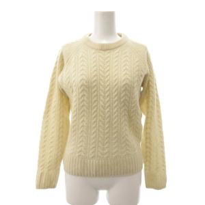 ケーブルニットセーター カシミヤ混 クルーネック F アイボリー /YJ GY59