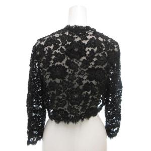 TADASHI SHOJI 美品 ボレロ ビーズ スパンコール 2 黒 ブラック レース ノーカラー 七分袖 /YJ GY59