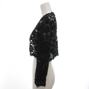 TADASHI SHOJI 美品 ボレロ ビーズ スパンコール 2 黒 ブラック レース ノーカラー 七分袖 /YJ GY59