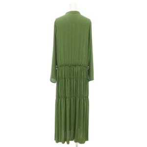 GALLARDAGALANTE 美品 ワンピース ロング丈  緑 グリーン 長袖 S ティアードネックフリル /NL GY59