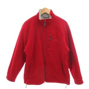 美品 フリースジャケット M 赤 レッド 無地 スタンドカラー 長袖 3540-3458 /SJ GY59