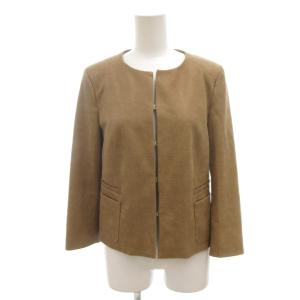 ノーカラージャケット 合成皮革 38 ブラウン /SJ GY59