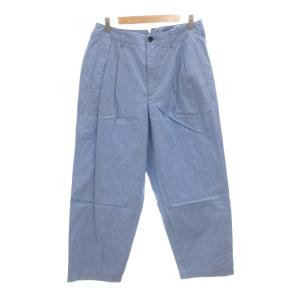 タグ付き パンツ スラックス L 水色 ライトブルー シルク混 タック入り ワイドシルエット /NU GY59
