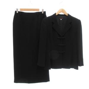 スーツ セットアップ テーラードジャケット タイトスカート 11 デザインボタン ロング丈 黒 ブラック