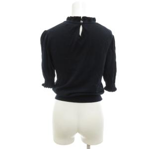 BLUE LABEL CRESTBRIDGE カットソー 絹 シルク 38 ネイビー フリルネック 七分袖 /RG GY59