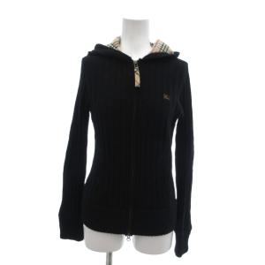 パーカー フーディー リブニット 38 黒 ブラック 長袖 ジップアップ ロゴ刺繍 /NU GY59