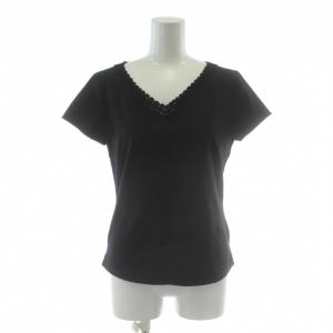 Tシャツ 2 黒 ブラック Vネック レース 半袖 /PP GY59