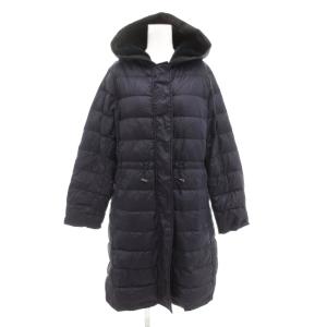 ダウンコート L ロング フード ジップアップ 紺 ネイビー /AE GY59