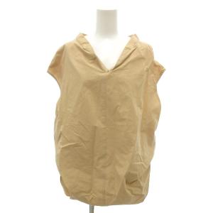 ブラウス シャツ フレンチスリーブ 半袖 麻 リネン ベージュ Vネック /NL GY59